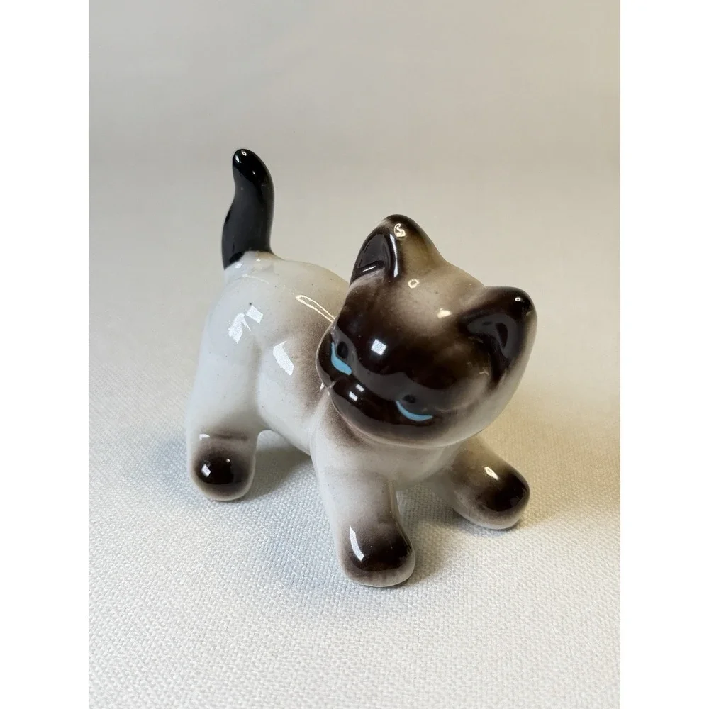 Set of 2 ARTMARK Japanese Porcelain Siamese Cat Figurines MCM JAPAN